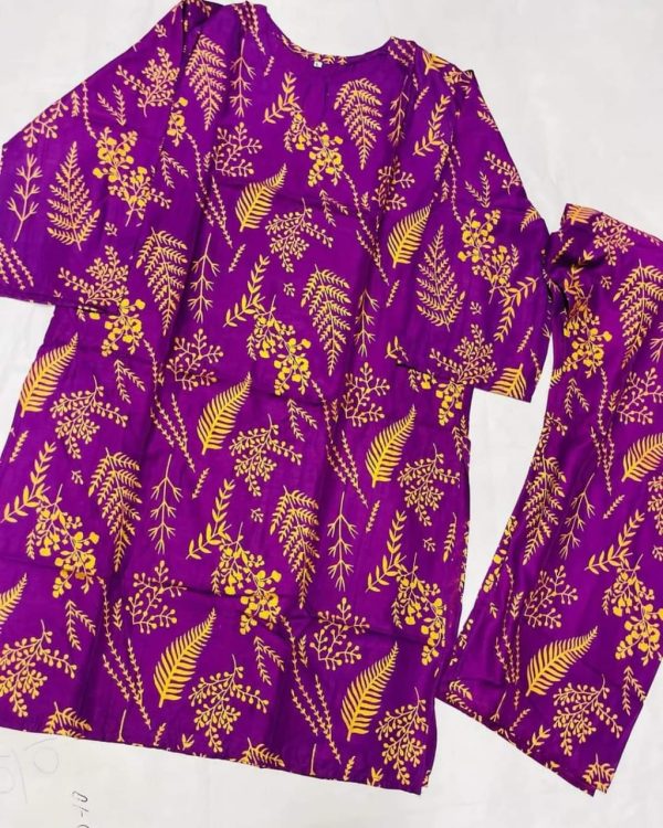 2 Pcs Women’s Stitched Petal Print Linen