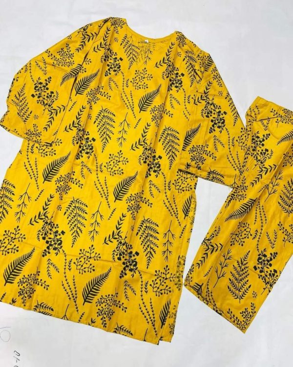 2 Pcs Women’s Stitched Petal Print Linen