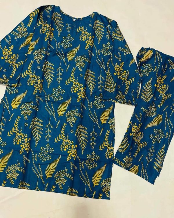 2 Pcs Women’s Stitched Petal Print Linen