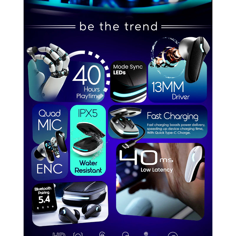 Dany Matrix Airdots 400 – True Wireless Earbuds with Quad Mic ENC, Gaming Mode & 40H Playtime