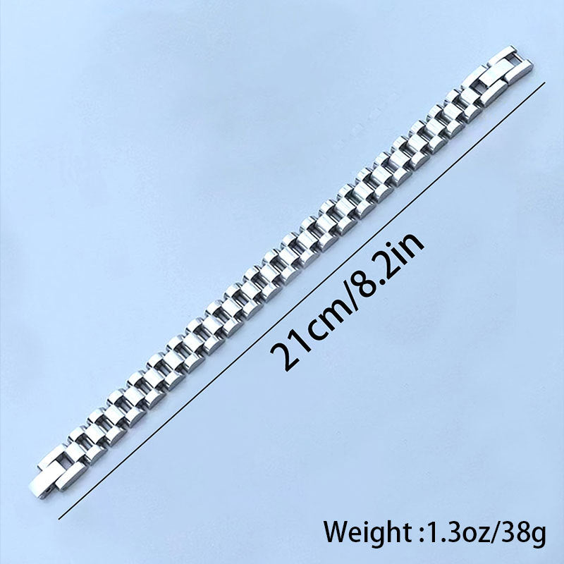Durable Elegant Geometric Stainless Steel Bracelet with Zircon Accent