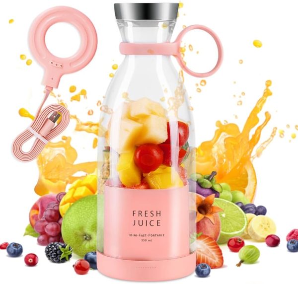Mini Portable Blender Rechargeable Electric Fruit Juicer Mixers Rechargeable – 420ml ( Random Color )